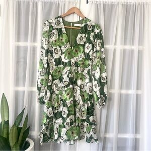 ASTR The Label Poppies floral Ruffled Faux Wrap Dress